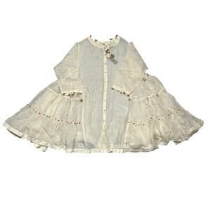 NWT Pero Kaftan Cotton Silk Tiered Button Up Dress Women's 40 US Medium Boho